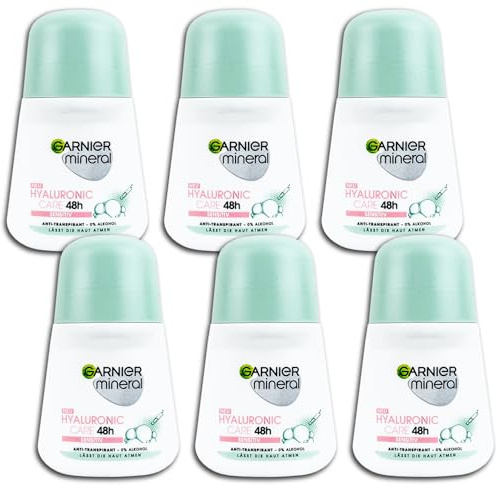 6 er Pack Garnier Mineral Deo Roll-On Hyaluronic Care 48h Sensitiv Deoroller 6 x 50 ml