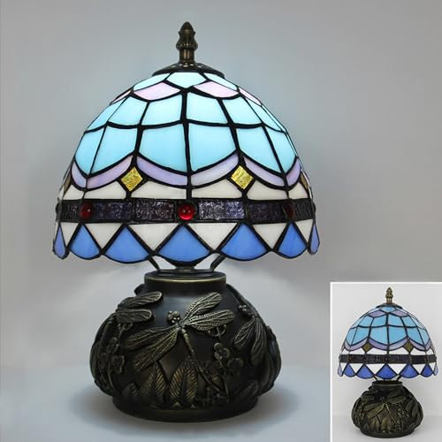 Chao Zan tischlampe klein, Barock Stil Buntglas Schreibtischlampe, Glasmalerei Lampenschirm Tischlampen, tischleuchte jugendstil, Vintage Nachttischlampe Schlafzimmer (B)