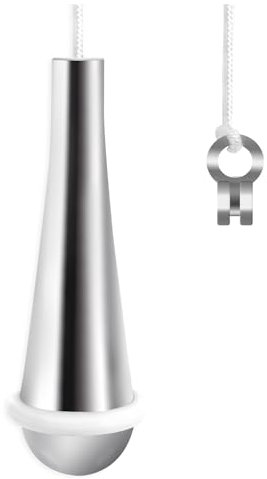 Bathroom Light Pull Cord Handle,Pull Cord Light Switch Bathroom,Chrome Teardrop Pendant Weight Connector with 150cm Long Nylon White String for Bathroom Toilet Light Ceiling Lights Fan Switch(Silver)