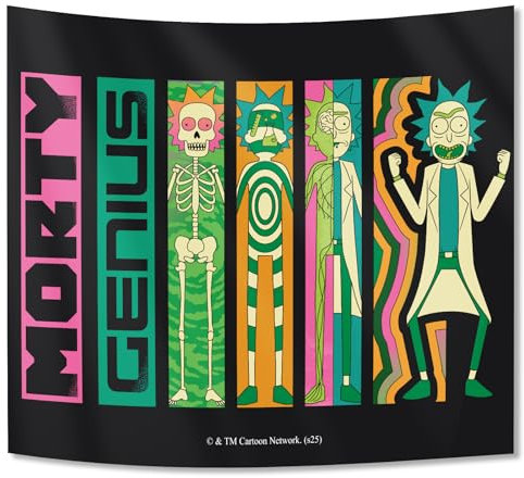 OtRainbow Rick and Morty Wandteppich, 150 x 130 cm, lizenzierter Wandbehang, Dekoration für Schlafzimmer, Party, Outdoor-Aktivitäten und Camping-Zelt, großes Polyestergewebe, langlebige Dekoration für