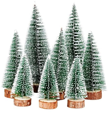 9 Stück Weihnachtsbaum Künstlich,3 Größen Weihnachtsbaum Klein mit Holz Basis,Christmasbaum Mini Grün Tannenbaum,Weihnachtsbaum mit Schnee, künstliche Mini-Weihnachts, Weihnachts deko