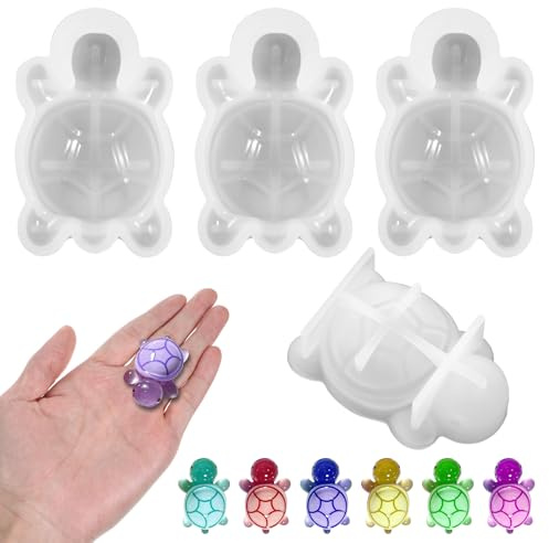Mabor 4 mini stampi in silicone 3D animali, simpatici stampi per tartaruga, stampi in silicone per fai da te, resina epossidica, casa delle bambole, giardino, decorazione del paesaggio, stampo in