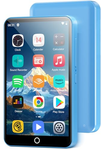 80GB MP3 Player with Bluetooth and WiFi, Oilsky 4.0 IPS Touch Screen MP3 Player with Speaker, Music Player with Spotify, Audible, Amazon Music, MP4 Android Music Player Up to 512GB (Blue)
