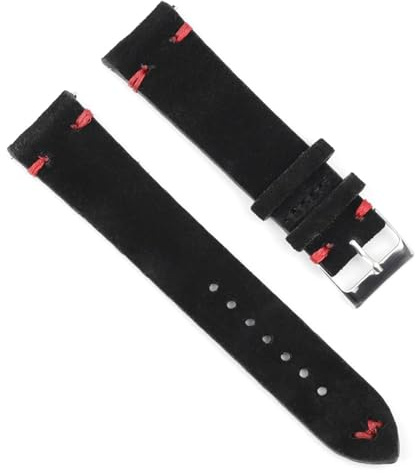 EGZASDI Lederarmbänder für Uhren, Uhrenarmbänder aus Wildleder, 18–24 mm, Ersatzarmband(BlackRed Line,20mm)