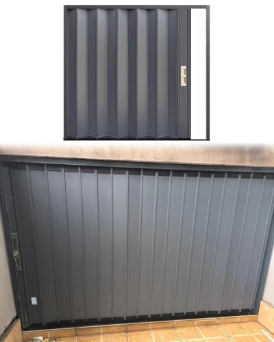 Falttür Innentüren Falttür aus Grauem Aluminium für Kleine Räume, Faltbare Schiebetür für Schrank/Fenster, Individuell Anpassbares Rollo mit Schloss und Rahmen(49x59in(125x150cm))