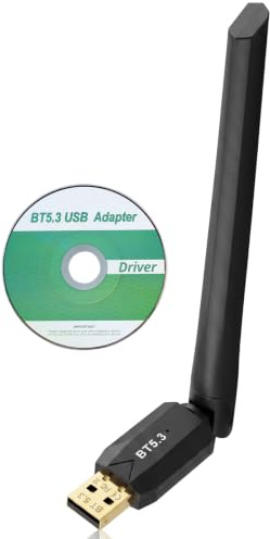 Adaptador USB Bluetooth 5.3 para PC con Antena, Dongle Bluetooth USB, Externa de Largo Alcance 150M, para Windows 11/10/8.1/7, Adaptador para Portatil Ordenador y Teclado, Plug & Play
