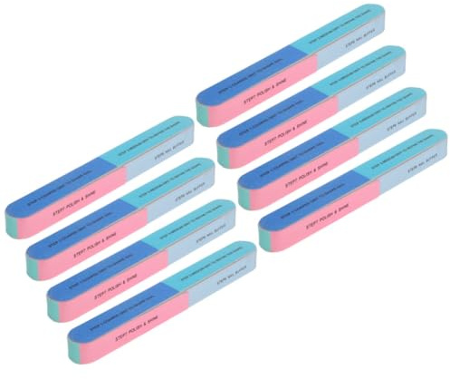 Beavorty Set 8 Pezzi Lima per Unghie Professionale a 6 Lati 7 Fasi in Spugna per Unghie Finte e Dita da Donna Uso Professionale