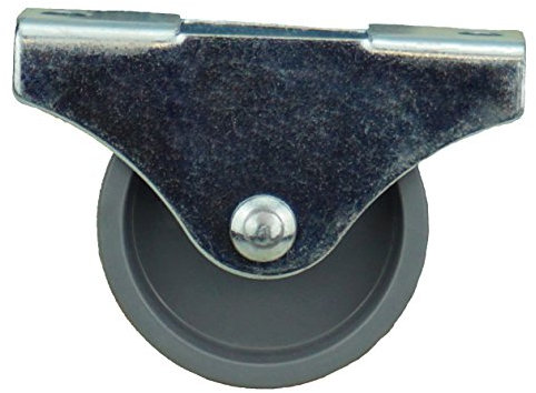 Dörner + Helmer Möbel-Bockrolle, 15mm x 14mm, 20kg Tragkraft, Klein, Kunststoffrad, Richtungsfixiert, Verzinkter Stahl