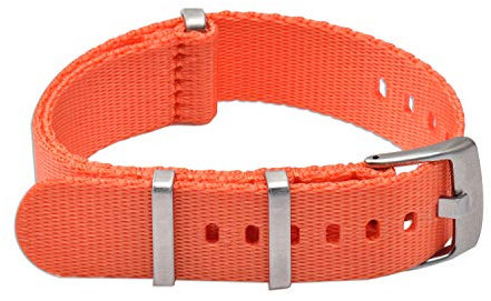 VINBAND NBAND Unisex ZULU Nylon Uhrenarmband mit Edelstahl Silberne Schnalle 22mm Orange