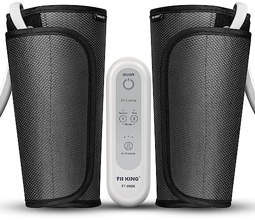 FIT KING Calf Massager, Leg Massagers for Pain and Circulation Air Compression Therapy for RLS Tired and Aching Calves Muscle Recovery After Exercising