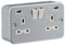 Knightsbridge Metal Clad 13A 2G Switched Socket with Dual USB Charger (2.4A) MR9224 , Grey