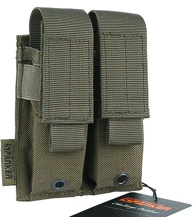 EXCELLENT ELITE SPANKER Molle Einzel/Doppel Pistole Mag Pouch Tactical Magazine Pouch Tool Organizer Holder (Double-Olivgrün)