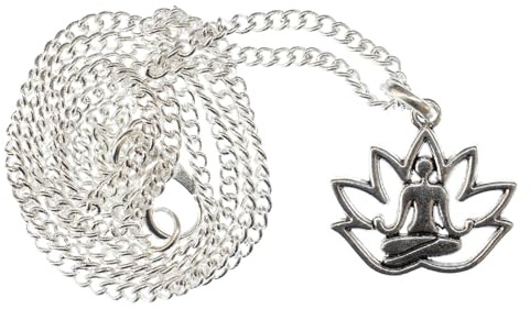 Miniblings Lotussitz Yoga Kette 45cm Halskette Anhänger Yogi Yogini Entspannung - Handmade Modeschmuck - Gliederkette versilbert
