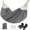SONGMICS Hängematte 210x150cm Doppel Hängematte 300kg Tragkraft für Terrasse Balkon Garten Outdoor Camping mit Tragetasche, Befestigungsgurte und Karabiner, Grau GDC15GY