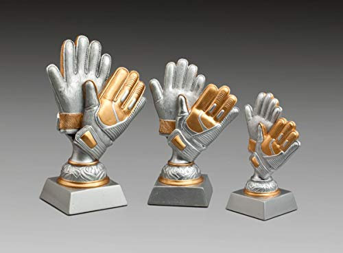 Henecka Fussball-Pokal, Resinfigur Fußball-Torwart, Silber und Gold, mit Wunschgravur, Größe 14 cm