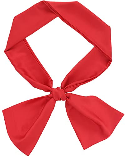 sourcing map Damen Seide Einfarbig Lange Schmale Schals Taillenbänder Halstuch Rot 146 x 15cm
