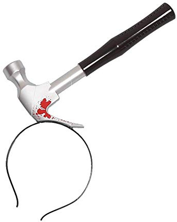 Matissa Halloween Scary Headband Fake Plastic Through Head Bleeding Knife Scissors Weapon Funny Costume Accessory (Hammer)