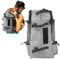 PETCUTE zaino per cani gatti Borsa trasportino Porta Cani Zaino Trekking per Gatti Regolabile Zainetto per Viaggi Animali Taglia Grandi Carico Massimo16,5 kg Grigio