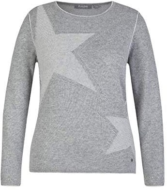 Rabe Damen Pullover mit Sternen und Kontrastnähten
