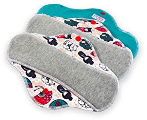 Petit Lulu 3er Pack Wiederverwendbare Menstruationsbinden (Classic), Waschbare Slipeinlagen, Stoffbinden (Größe: Slip, Standard, Ultra) (Japanische Puppen, Stoffbinden ULTRA - 3Stk)