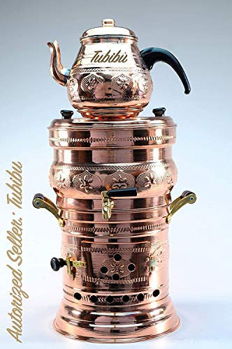 Tubibu Samovar Théière en cuivre véritable faite à la main (cuivre, Lage)