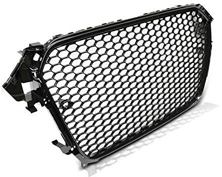 Parrilla delantera compatible con Audi A4 B8 RS-Type 2011 2012 2013 2014 2015 Saloon Avant Front Central Grill Sport GV-71 Honeycomb Mesh Grille Sport Glossy Frame Black Pdc