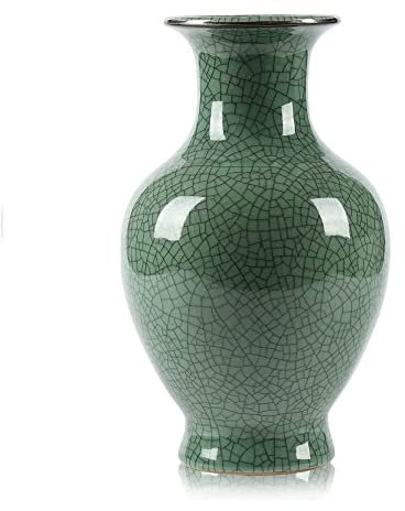 Chinesische Keramik-Kunst, handgefertigt, antike Eisriss-Glasur, große Porzellan-Blumenvase für Heimdekoration (grün)