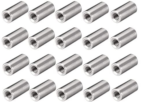 TERF® M4 (4mm) X 20mm Long Round Coupling Nut Female Threaded Bar Rod Studding Connector Round Deep Nut For Home Office Workshop Industrial Constructor and Multi Purpose Use - Pack of 20