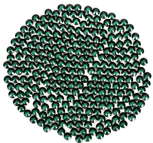 Flatback Glass Rhinestones for Crafts, Nail Gems, Crystals Non Hotfix for Makeup Bags Shoes Decoration DIY (SS12, 1440pcs, Emerald)