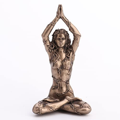Veronese Design Earth Spirit Gaia Lotus Pose Kunstharz-Figur, handbemalt, Bronze-Finish