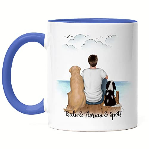 Kiddle-Design Hundepapa Tasse Blau Personalisiert Hundebesitzer Geschenk Hundeliebhaber Hunde Dog Dad Hundefan Hundemotiv Haustier