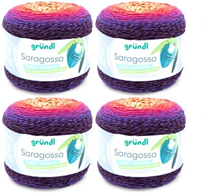 Gründl Wolle Saragossa (weiches Farbverlaufsgarn aus 50% Baumwolle und 50% Polyacryl, 250 g / 1000 m, Nadelstärke: 3 mm – 4 mm, 4 x 250 g), Herbstlaub color
