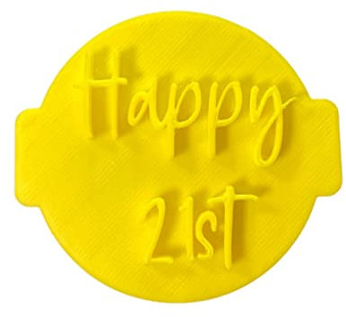 The Cookie Cutter Hub Happy 21st Cursive Embosser No 138 /Stamp for Cupcakes Fondant Icing Clay Cake Baking Decoration