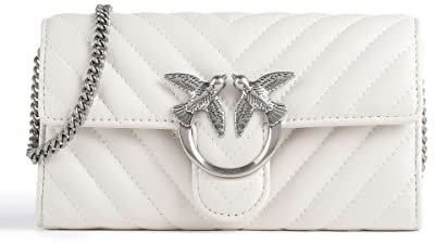Pinko LOVE ONE WALLET C SHEEP NAPPA, Damen LOVE ONE WALLET C SCHAFNAPPA, Z14O_BIANCO SETA-OLD SILVER,