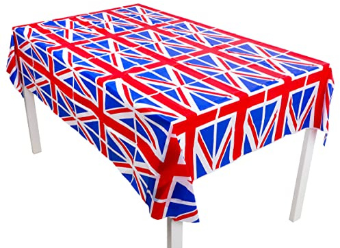 Toyland® Union Jack Bedruckte Tischdecke – 135 cm x 173 cm – Krönung Seiner Majestät König Karl III. Britische Tischdekoration