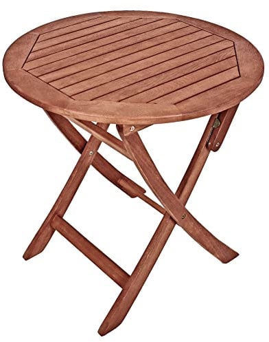 Spetebo Eukalyptus Gartentisch STOCKHOLM rund - 70 x 73 cm - Klapptisch aus FSC Massiv Holz geölt - Balkontisch Bistrotisch Beistelltisch Campingtisch Garten Esstisch