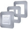 3 Pcs Switch Surround Frame Square Light Switch Cover Sticker Plug Socket Surround for Switch Panel or Electrical Plug Socket 8.6 x 8.6cm (Silver)