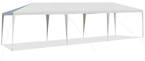 KOMFOTTEU Carpa de Jardín Plegable 3x9m, Pabellón Impermeable Portátil con Tubos Metálicos y Conexión Fuerte, Cenador con Cuerdas y Estacas para Fiesta, Eventos, Camping, Blanco