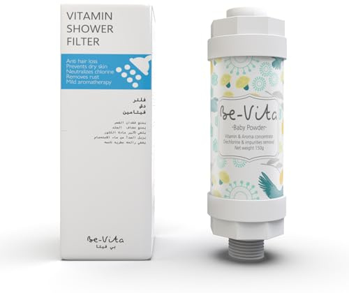 Filtre de douche coréen avec vitamines, Be-Vita, anti-chute de cheveux, prévient la peau sèche, élimine le chlore, élimine la rouille, aromathérapie relaxante, non toxique (poudre de bébé)