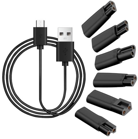6 Rasierer Ladegerät Stecker Set mit TypeC Ladekabel Multifunktions USB-C Adapter 5V USB Netzkabel Kabel für Rasierer Ladekabel, Kompatibel mit Philips Remington Braun Series Rasierer