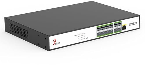 XikeStor Commutateur géré 12 ports 10G L3, commutateur réseau 10 Go avec 8 ports SFP+, prise en charge DHCP/OSPF/BGP/RIP/VLAN/ACL/LACP/IGMP, boîtier métallique, bureau/montage en rack 19