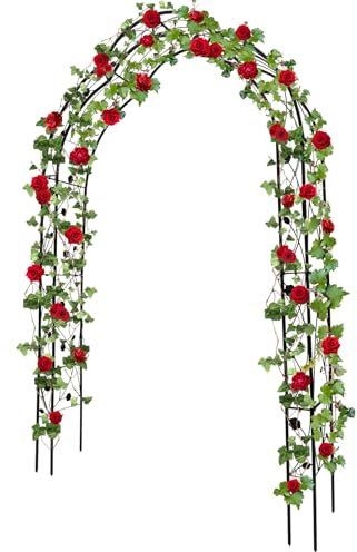 2,5 M Arche de Jardin en Métal Robuste pour Plantes Grimpantes, Kalolary Treillis de Mariage Tunnel de Jardin Treillis de Légumes Fleurs Vignes Support d'escalade pour Pelouse Cour Patio Extérieur