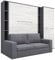 MAXIMAHOUSE Schrankbett vertikal mit Sofa, 2 Regalen und Kleiderschrank, Invento LED 140V mit Lattenrost aus Holz, Wandklappbett 140x200 modern Design (Grau/Eiche Monaco + graues Sofa)
