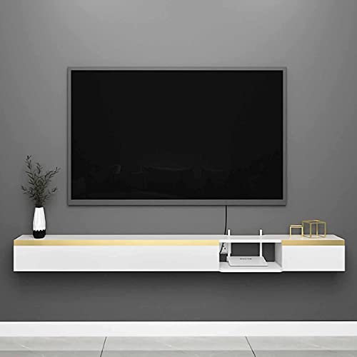Générique Meuble TV Flottant, étagère TV Murale Mate, Console TV Suspendue en Bois Massif, Supports TV pour Salon, Salle de Divertissement, Bureau/A / 120 cm