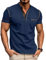 Ophestin Men's Henley Shirts Short Sleeve T Shirt Casual Fashion Shirt Buttons Tee Top Blue L