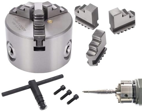 EviKoo Portabrocas de Torno para torneado de Madera, Portabrocas de Torno de 3 mordazas - Juego de Herramientas de Mandriles de Metal para Torno | Mandriles de Torno de Alta precisión, Mandril de