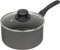 Trendsetters Non-Stick Saucepan - Multipurpose Aluminium Saucepan with Glass Lid - High Performance, Steam Vent, Soft Grip Handle and Knob (Black Saucepan, 17 cm)