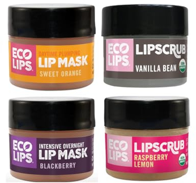 Eco Lips Organic Sugar Lip Scrub & Lip Mask 4-Pack Set