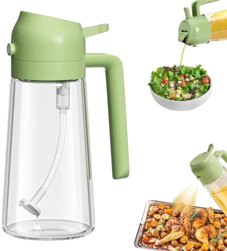 Euleryoo Botella pulverizadora de aceite de 470 ml, multifunción, 2 en 1, botella de aceite, pulverizador de aceite, pulverizador de aceite de cocina, cocina, barbacoa, freidora de aire caliente,