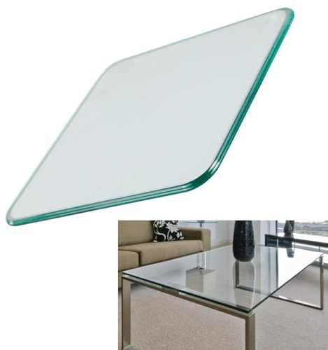Hoiweqr Plateau De Table Bureau Chevet Table De Jardin en Verre Trempé Transparent Bords Polis Meuble DIY Épaisseur 8 Mm, Remplacement du Plateau en Verre pour Table De Cuisine(45x45cm)